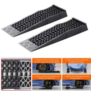 1Paar Auto Auffahrrampe Rampe Heavy Duty PKW Fahrzeugrampe Kunststoff 3T Schwarz - Bild 1 von 9