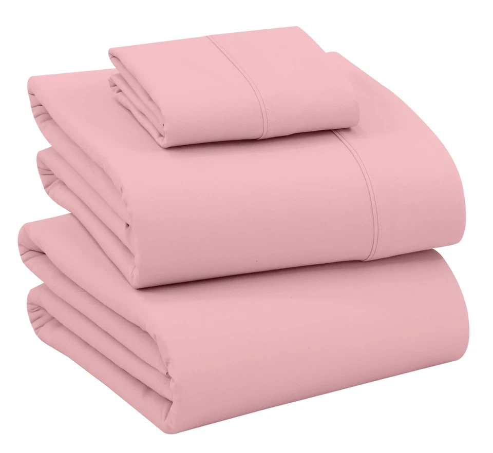 4 Piece 100% Cotton Sheet Set Deep Pocket 200 Thread Count Solid Soft Bed Sheets - Image 1 of 2