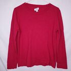 J Crew Sweater Womens Large Red Teddie Cotton Wool Blend Preppy Pullover 