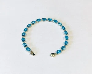 14KT Yellow Gold Blue Topaz Bracelet - Picture 1 of 6