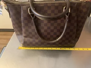 Brown  And black Checkered Tote (Red Interior) - Picture 1 of 12