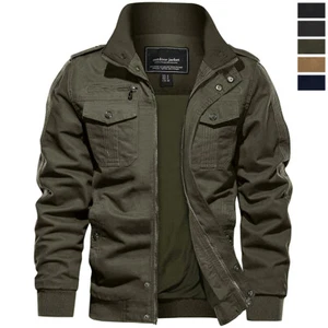 Men's Training Atheletic Bomber Jacket Cargo Sturdy Casual Cotton Work Coats - Picture 1 of 41