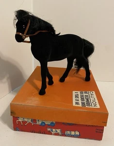 Cavallo nero vintage Steha floccato Germania Ovest con scatola originale - Foto 1 di 7