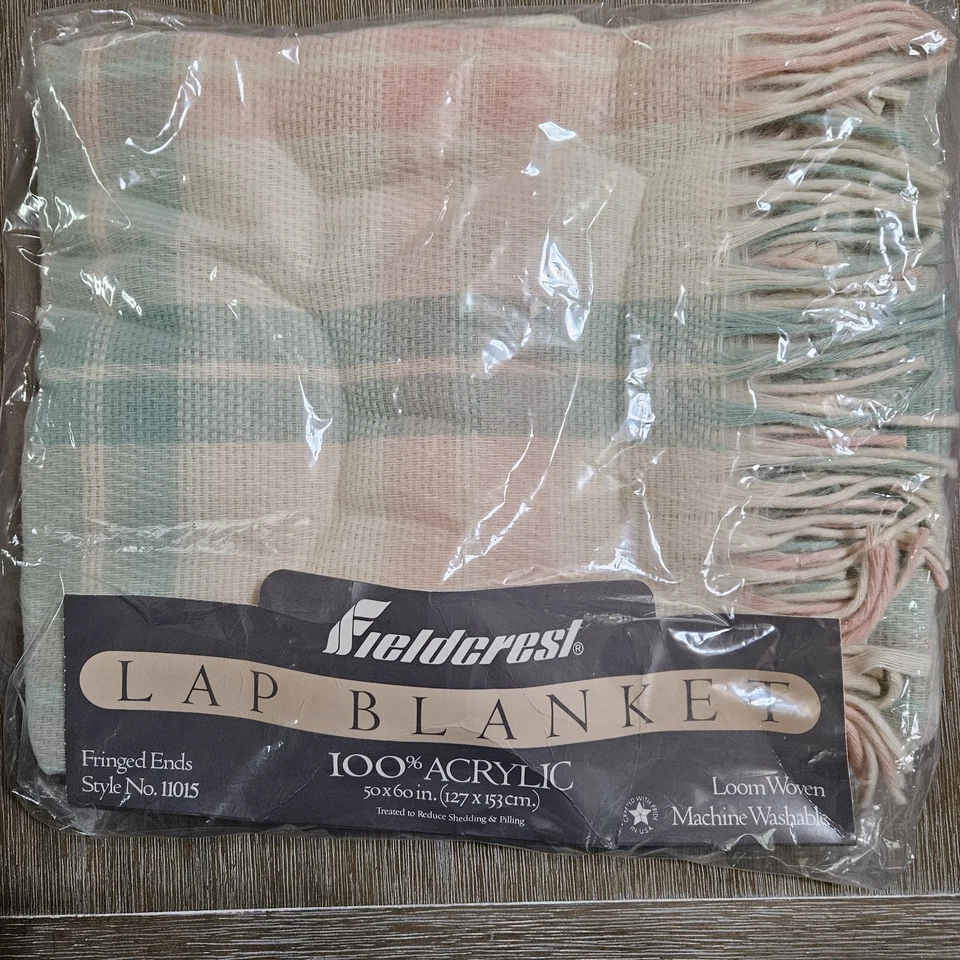 Vintage Fieldcrest Acrylic Lap Blanket Fringed Ends 50x60 -#11015 100 acrylic