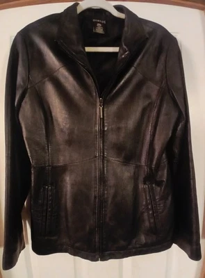 Женская черная кожаная куртка на молнии George размер L (12/14) - Изображение 1 из 4