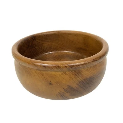 Decorative Wood Fruit Bowl Medium Brown 9.5 inch Diameter Farmhouse Boho Style - Image 1 of 4