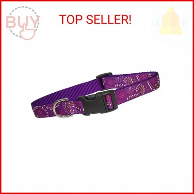 Medium Purple Pretty Paisley Dog Collar: 3/4" Wide, Adjusts 13-20" - Made in USA - Image 1 of 2