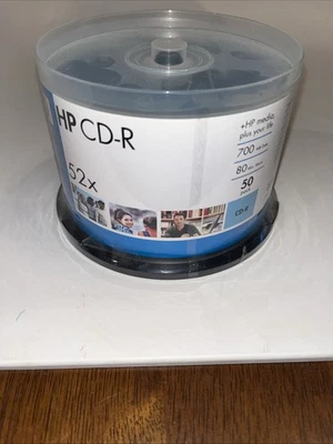 HP 50-Pack ~ 52x/700MB/80 min ~ CD-R discos graváveis em branco ~ Novo em folha/selado - Imagem 1 de 4
