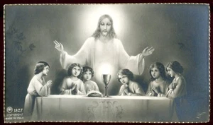 ANTIQUE HOLY CARD OF JESUS CHRIST WITH CHILDREN - Picture 1 of 2