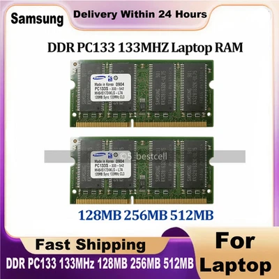 Samsung DDR 144pin 133MHz 128MB 256MB 512MB SDRAM 3.3V SO-DIMM Laptop Memory Lot - Image 1 of 4