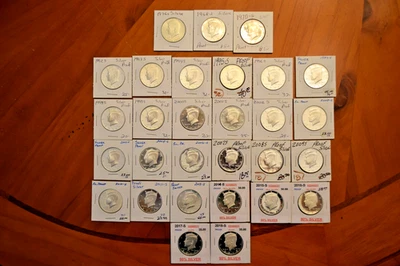 1992-2018 SILVER PROOF Kennedy Half Dollars (no 2012) + 3 other (29 Total coins) - Image 1 of 4