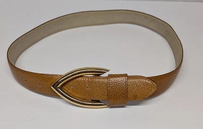 Christian Dior Women's Tan Pebbled Leather Belt Goldtone Buckle Size M/L 32"-35" - Image 1 of 4