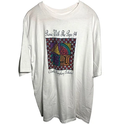 Camiseta 1994 “Picnic with the Pops” Columbus Ohio Symphony XXL 2XL Blanca De Colección Foto 1 de 4