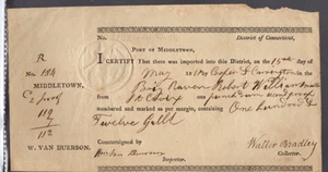US EMBOSSED REVENUE RM 509-MIDDLETOWN, CT -IMPORT CERTIFICATE FOR ST. CROIX RUM - Picture 1 of 3