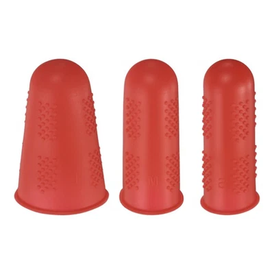 9Pcs Rubber Fingers Tips Finger Protectors Silicone Thimble 3 Sizes Red - Image 1 of 4