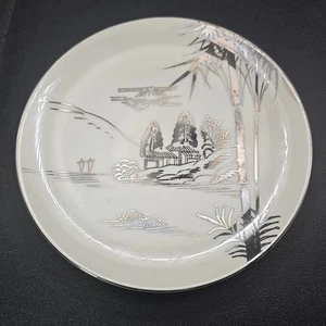 Insalatiera Kutani argento dipinto a mano porcellana bianca Mt Fuji 6" CBC China 570 - Foto 1 di 13