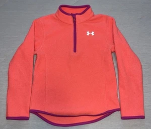 Under Armour Girls 1/4 Zip Pullover Fleece Size 6 Bright Coral/Magenta - Picture 1 of 4