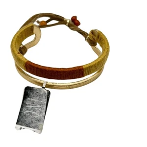 INC International Concepts Antik Gold Braun Faden Umwickelt Dual Manschette Armband - Bild 1 von 7