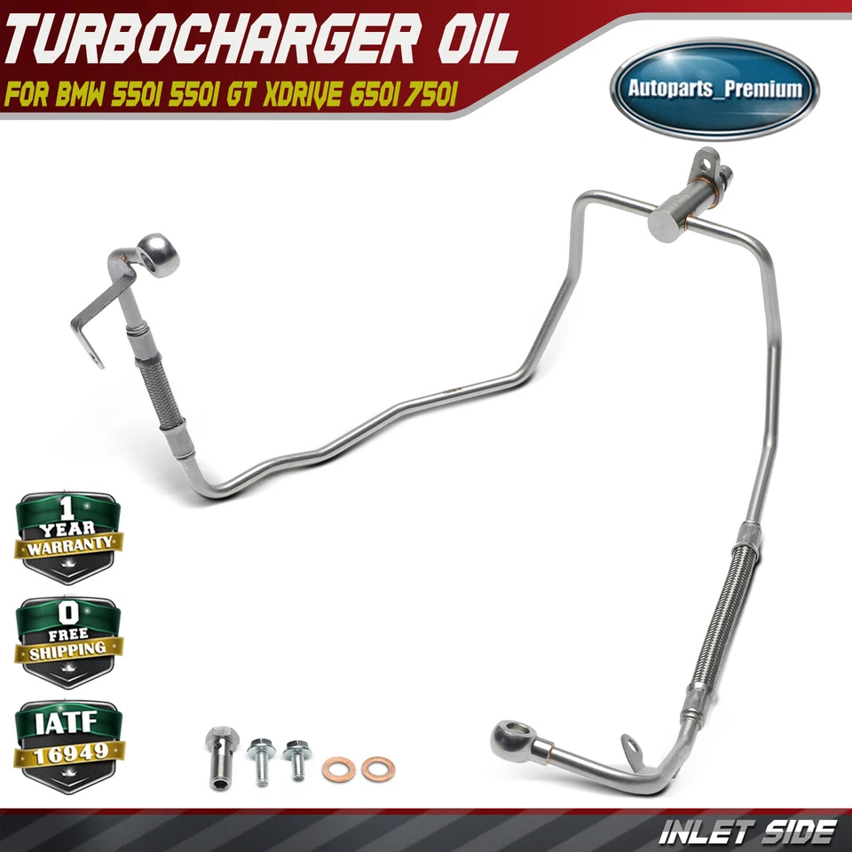 Turbocharger Oil Line for BMW 550i 550i GT xDrive 650i 750i 750Li Alpina B7 X5 - Image 1 of 4