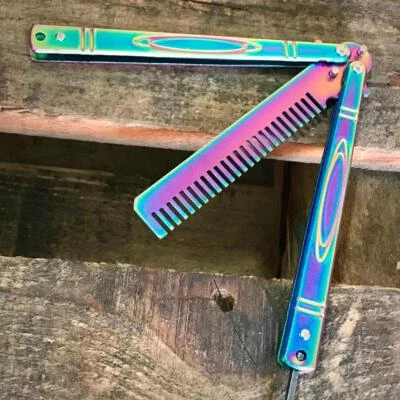 Peine de metal mango de arco iris de práctica de alta resistencia Foto 1 de 3