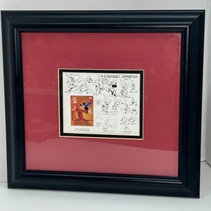MICKEY MOUSE "Sorcerer's Apprentice ltd edition stamp framed matted COA 1992 - Picture 1 of 5