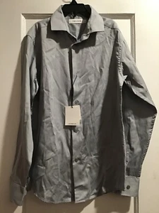 Calvin Klein Boys' Long Sleeve Modern Fit Button-Down Dress Shirt Gray Sz 12 NWT - Picture 1 of 5