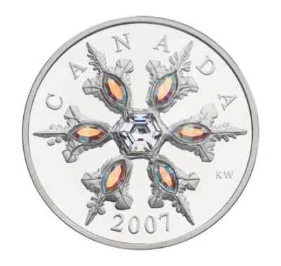 Iridescent Crystal Snowflake 2007 Canada $20 Sterling Silver Coin RCM - Image 1 of 4