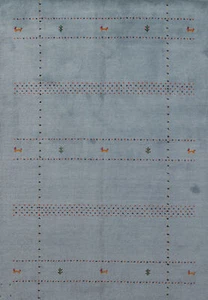 Blue Handmade Indian Rug Wool Gabbeh Bedroom Carpet 5x6 ft. - Picture 1 of 19