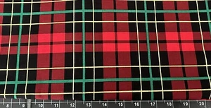 Tina Scrap 9"x21" Christmas Gold Green Red Metallic Winter Plaid FABRIC COTTON - Picture 1 of 1