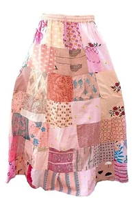 Indische Vintage handgefertigte Rayon Patchwork lange Röcke Hippie Zigeuner Boho Maxi Damen - Bild 1 von 5