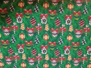 ORNAMENTI VINTAGE BASTONE CARAMELLE NATALE TESSUTO COTONE VERDE BTY - Foto 1 di 1