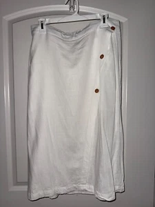 xxl white Linen SKIRT  Elastic Back  Midi A Line  - Chartou - Picture 1 of 8