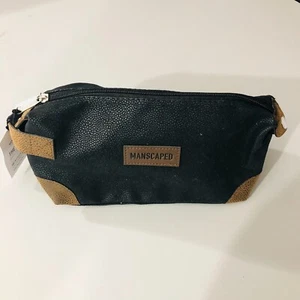 MANSCAPED Bag THE SHED Travel Toiletry Bag Black Brown Zip Top  NWT Faux Leather - Picture 1 of 9