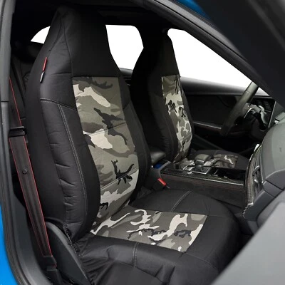 For Toyota 4Runner 2019-2025 Car Front Seat Covers Black Gray Camo Canvas 2PCS - Image 1 of 4