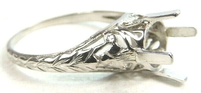 Antique Art Deco Setting Mounting Plat Hold 6.5MM-7.5MM Ring Size 7 UK-N1/2 - Image 1 of 4