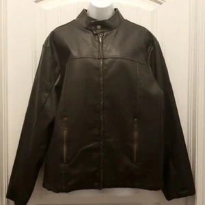 Arizona Jean Company Faux Leather Coat Men's Size Medium Brown EUC - Picture 1 of 8