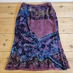Vintage Silk Midi Skirt UK 10  Lindka Cierach Purple Velvet Whimsy Fairy Boho - Picture 1 of 9