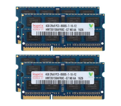 16GB Hynix 4X 4GB DDR3 1066MHz PC3-8500S 2RX8 204PIN SO-DIMM Laptop Memory RAM - Image 1 of 4