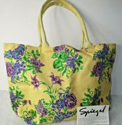 Bolso de Mano de Tela Floral Amarillo Spiegel Verano Playa Viaje por Carretera Vacaciones Foto 1 de 3
