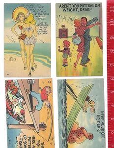 Vintage Lot 4 Leinen 40er Jahre Comic Postkarten - Bild 1 von 1