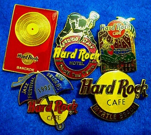 BARGAIN LOGO STAFF GRAND OPENING HALLOWEEN JAZZ RECORD Hard Rock Cafe 5 PINS LOT - Picture 1 of 6