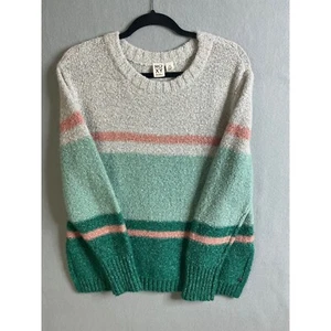 Roxy Sweater Women's Large Striped Knit Sweater Pullover Crew Neck Casual Comfy - Picture 1 of 8