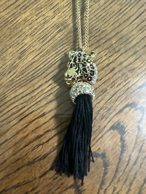 Collar Ann Taylor Tigre Y Borla Dije Dorado y Negro (J5) Foto 1 de 4