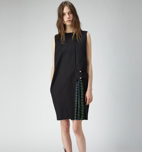 ABITO KENZO SMANICATO SETA GRAFICA PLISSETTATO INSERTO NERO TAGLIA 36 NUOVO