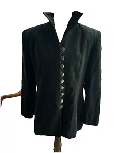 VINTAGE Christian Dior Blazer Jacket Womens 12 Black Velvet - Picture 1 of 10