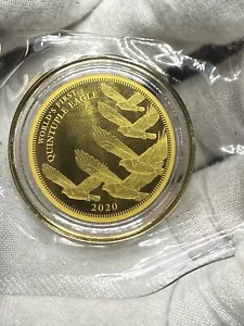 2020 Cook Islands 5 $ Quintuple Eagle 200mg 0,9999 Feingoldmünze in Kapsel Coa - Bild 1 von 3