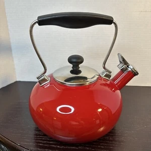 Chantal Whistling Tea Kettle 2 Quart Tea Pot Red Stainless - Picture 1 of 17