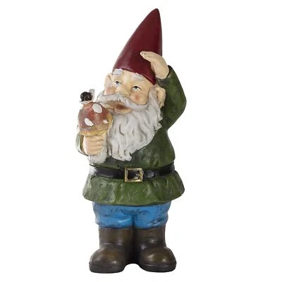 Alpine Corporation 12" Tall Outdoor Garden Gnome with Mushroom Yard Statue De... - Image 1 of 4