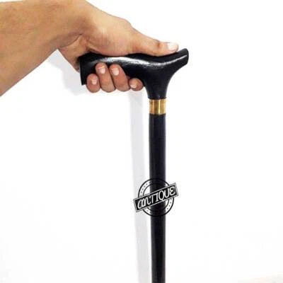 WOODEN CANES STICK Solid Leg Support Men/Women Simple Handle Grip Walking Sticks - Image 1 of 4