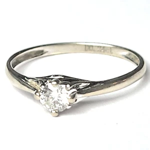 14K White Gold Solitaire Diamond Ring Size 7 - Picture 1 of 18